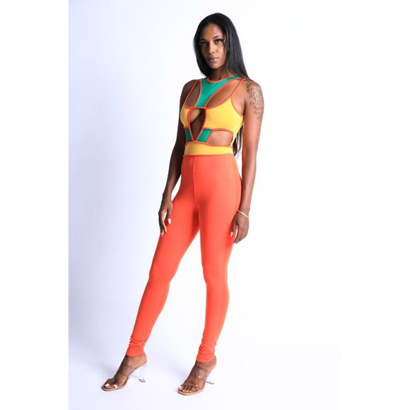 K Too Color Block Cut Out Jumpsuit - Picture 7 of 7